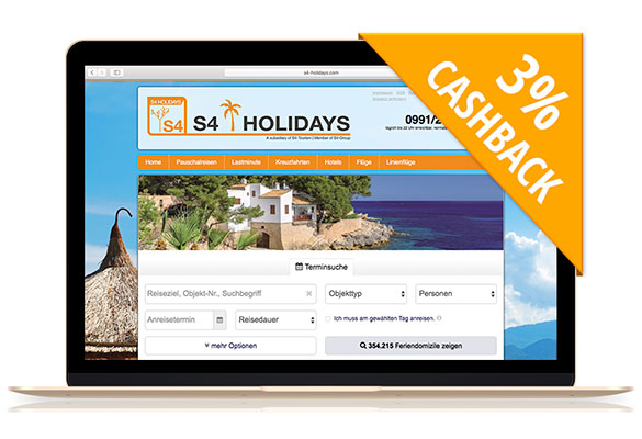 S4-Holidays | Mit Cashback in die Ferienwohnung!